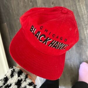 Red chicago blackhawks corduroy vintage cap hat